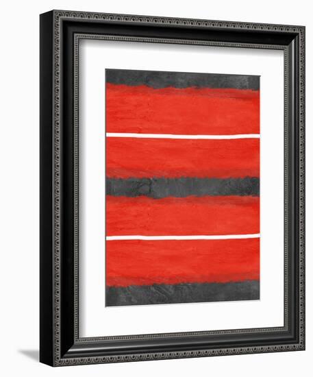 Grey and Red Abstract 3-NaxArt-Framed Art Print