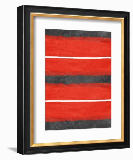 Grey and Red Abstract 3-NaxArt-Framed Art Print