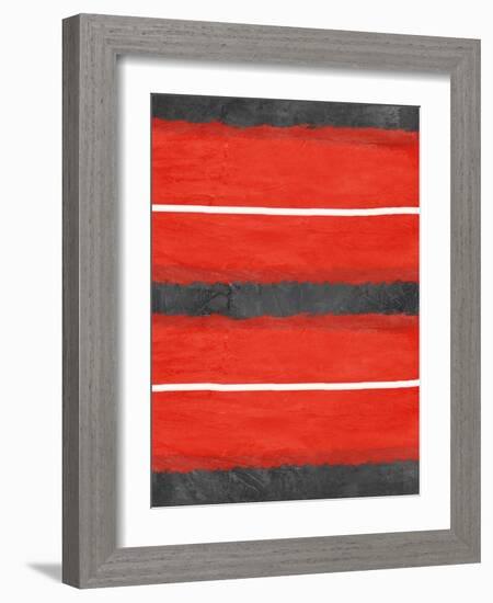 Grey and Red Abstract 3-NaxArt-Framed Art Print