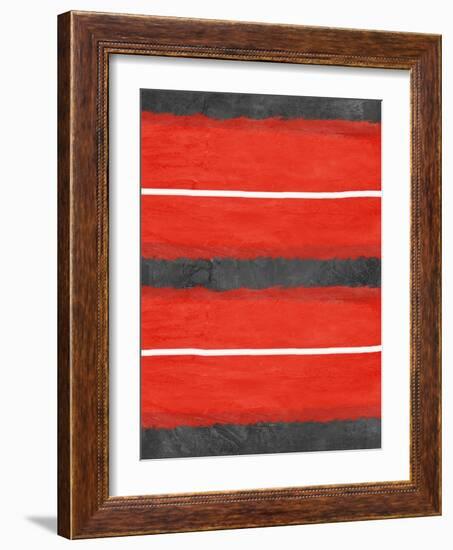 Grey and Red Abstract 3-NaxArt-Framed Art Print