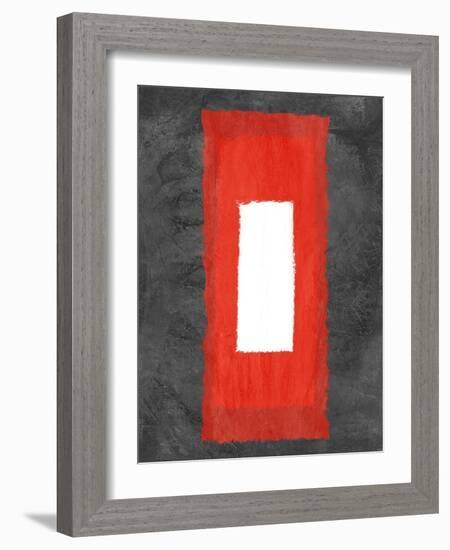 Grey and Red Abstract 4-NaxArt-Framed Art Print