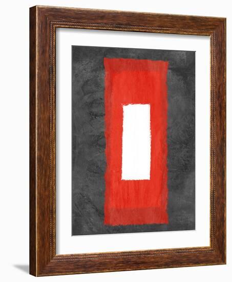 Grey and Red Abstract 4-NaxArt-Framed Art Print