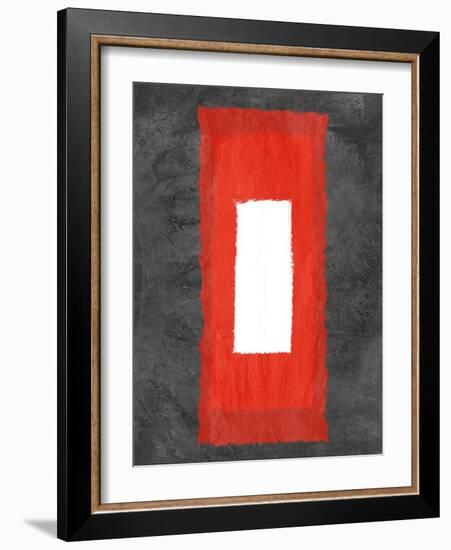 Grey and Red Abstract 4-NaxArt-Framed Art Print