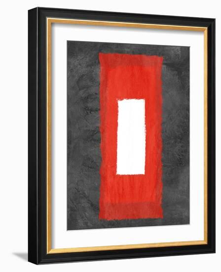 Grey and Red Abstract 4-NaxArt-Framed Art Print