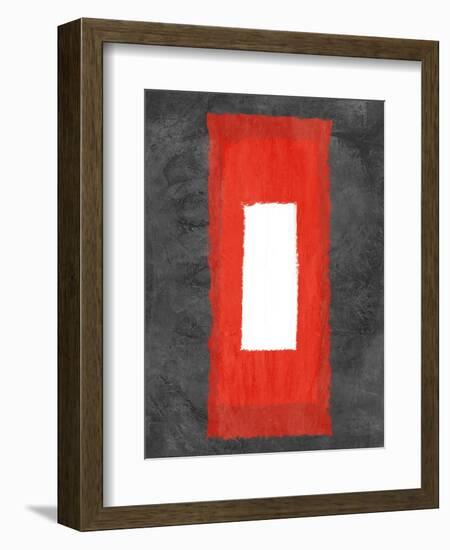 Grey and Red Abstract 4-NaxArt-Framed Art Print