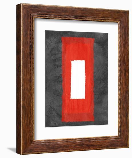 Grey and Red Abstract 4-NaxArt-Framed Art Print