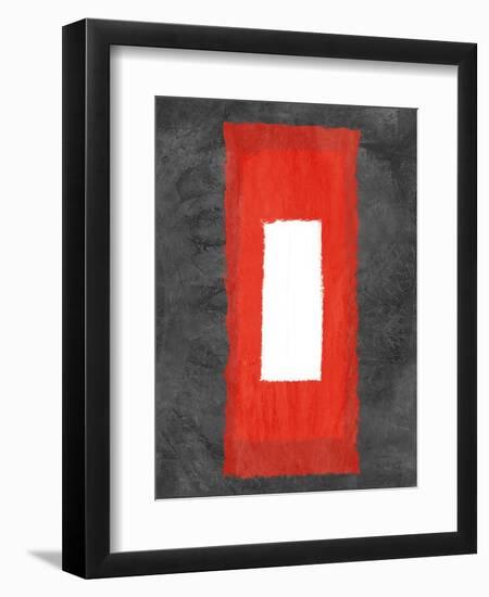 Grey and Red Abstract 4-NaxArt-Framed Art Print