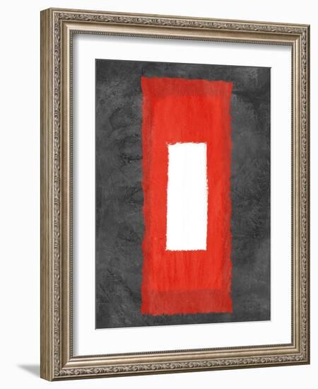 Grey and Red Abstract 4-NaxArt-Framed Art Print