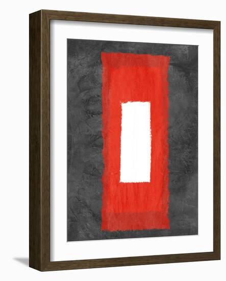 Grey and Red Abstract 4-NaxArt-Framed Art Print