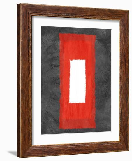 Grey and Red Abstract 4-NaxArt-Framed Art Print