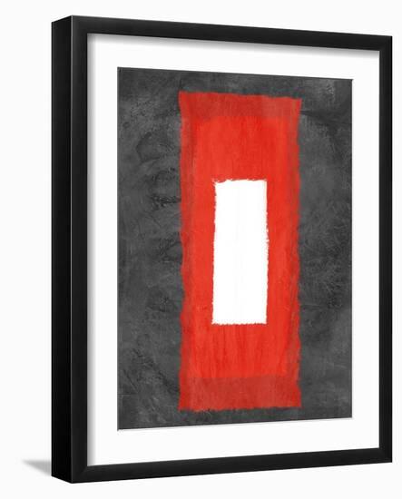 Grey and Red Abstract 4-NaxArt-Framed Art Print