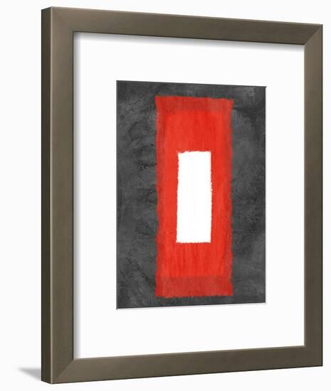 Grey and Red Abstract 4-NaxArt-Framed Art Print