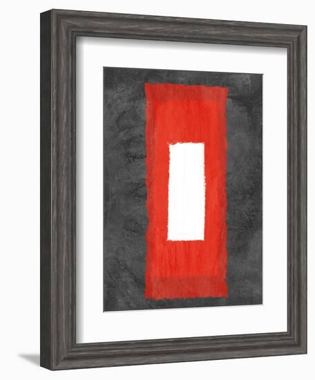 Grey and Red Abstract 4-NaxArt-Framed Art Print