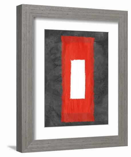 Grey and Red Abstract 4-NaxArt-Framed Art Print