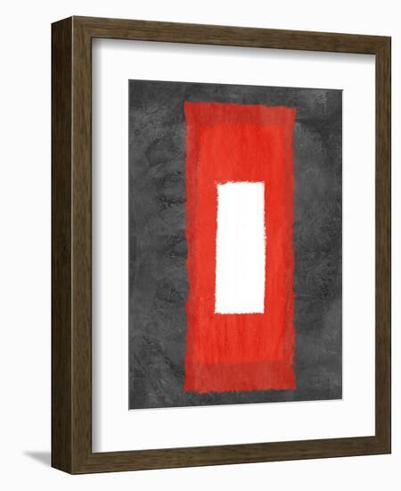 Grey and Red Abstract 4-NaxArt-Framed Art Print