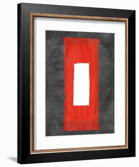 Grey and Red Abstract 4-NaxArt-Framed Art Print