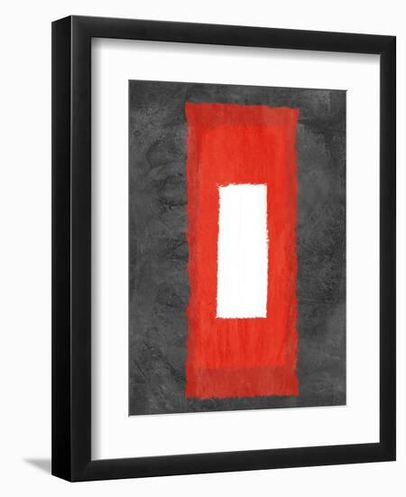 Grey and Red Abstract 4-NaxArt-Framed Art Print