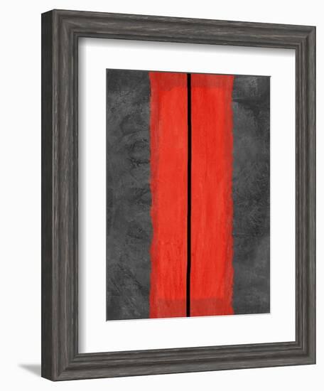 Grey and Red Abstract 5-NaxArt-Framed Art Print