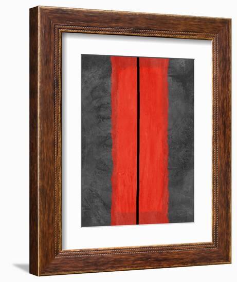 Grey and Red Abstract 5-NaxArt-Framed Art Print