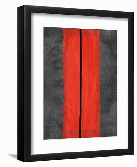 Grey and Red Abstract 5-NaxArt-Framed Art Print