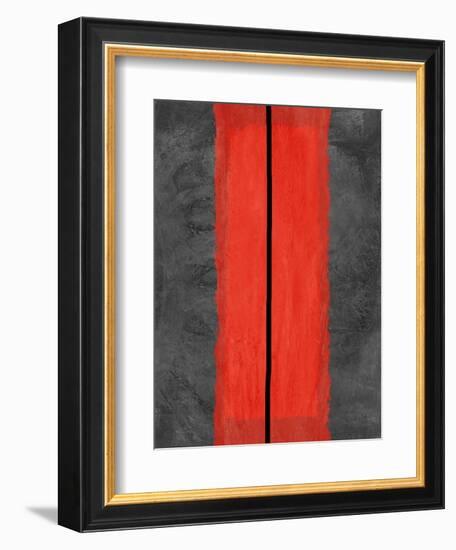 Grey and Red Abstract 5-NaxArt-Framed Art Print