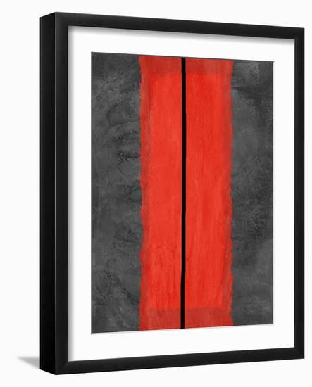 Grey and Red Abstract 5-NaxArt-Framed Art Print