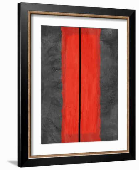 Grey and Red Abstract 5-NaxArt-Framed Art Print