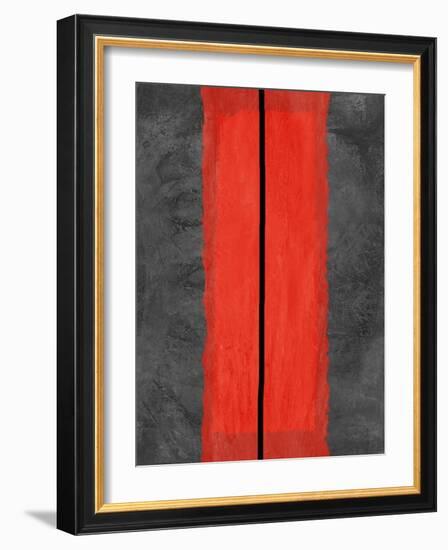 Grey and Red Abstract 5-NaxArt-Framed Art Print