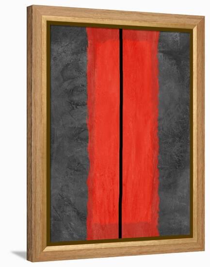 Grey and Red Abstract 5-NaxArt-Framed Stretched Canvas