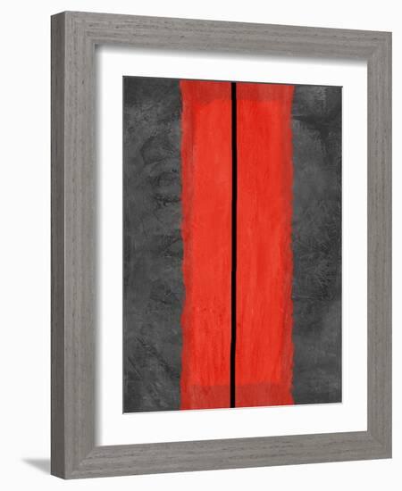 Grey and Red Abstract 5-NaxArt-Framed Art Print