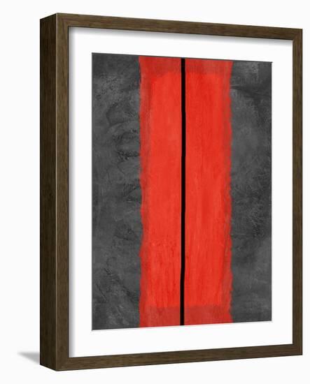 Grey and Red Abstract 5-NaxArt-Framed Art Print