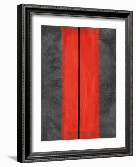 Grey and Red Abstract 5-NaxArt-Framed Art Print