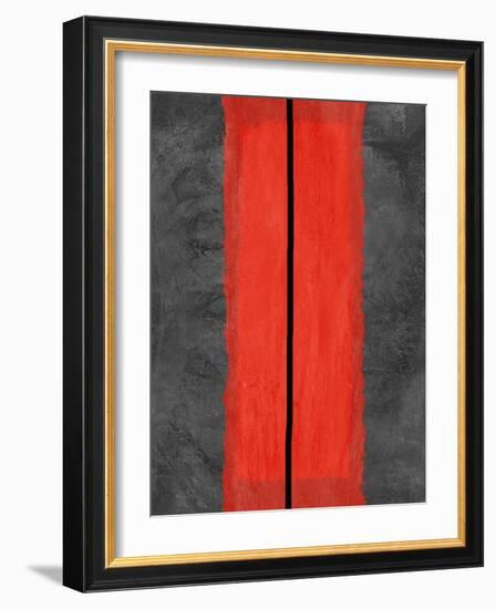 Grey and Red Abstract 5-NaxArt-Framed Art Print