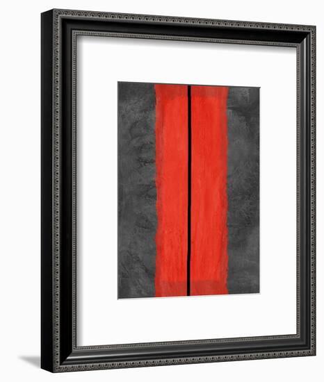 Grey and Red Abstract 5-NaxArt-Framed Art Print