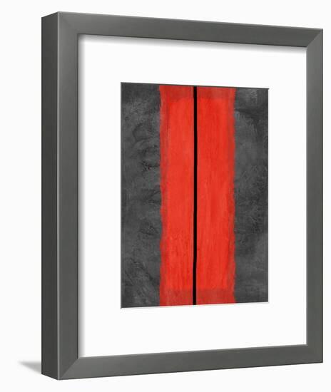 Grey and Red Abstract 5-NaxArt-Framed Art Print