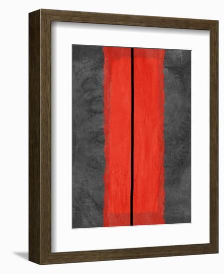 Grey and Red Abstract 5-NaxArt-Framed Art Print