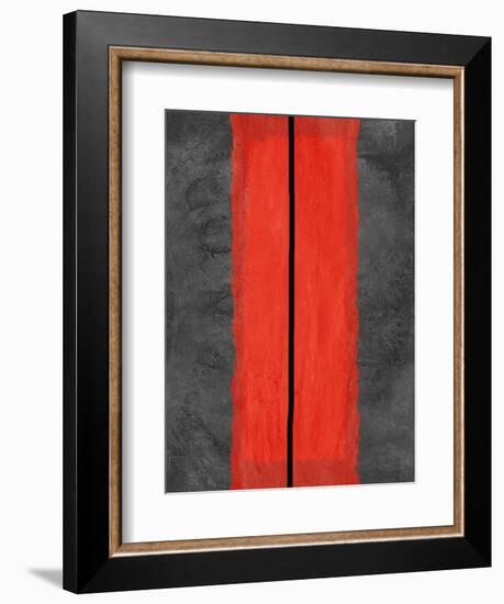 Grey and Red Abstract 5-NaxArt-Framed Art Print