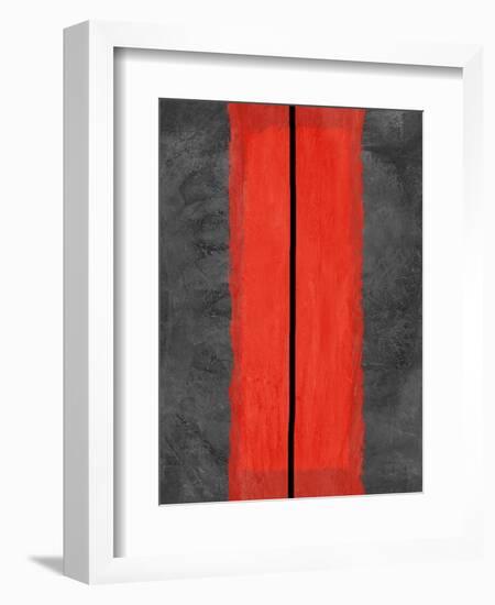 Grey and Red Abstract 5-NaxArt-Framed Art Print