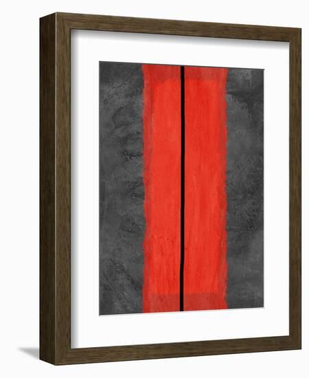 Grey and Red Abstract 5-NaxArt-Framed Premium Giclee Print