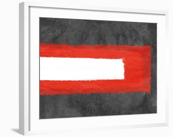 Grey and Red Abstract 6-NaxArt-Framed Art Print