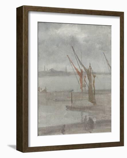 Grey and Silver: Chelsea Wharf, C.1864-68 (Oil on Canvas)-James Abbott McNeill Whistler-Framed Giclee Print