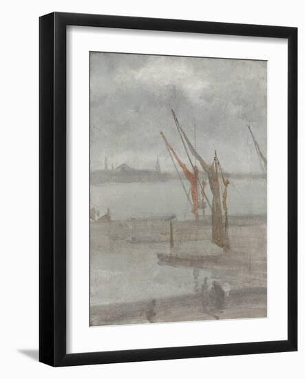 Grey and Silver: Chelsea Wharf, C.1864-68 (Oil on Canvas)-James Abbott McNeill Whistler-Framed Giclee Print