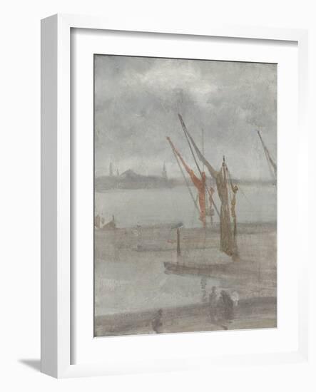 Grey and Silver: Chelsea Wharf, C.1864-68 (Oil on Canvas)-James Abbott McNeill Whistler-Framed Giclee Print