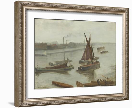 Grey and Silver: Old Battersea Reach, 1863-James Abbott McNeill Whistler-Framed Giclee Print