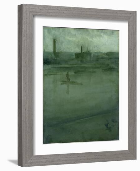 Grey and Silver: the Thames (Oil on Canvas)-James Abbott McNeill Whistler-Framed Giclee Print