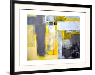 Grey And Yellow Abstract Art Painting Framed Art Print By