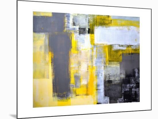 Grey And Yellow Abstract Art Painting Mounted Print T30gallery