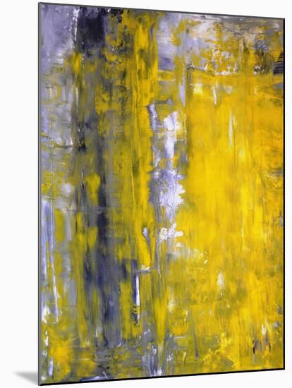 Grey And Yellow Abstract Art Painting-T30Gallery-Mounted Art Print