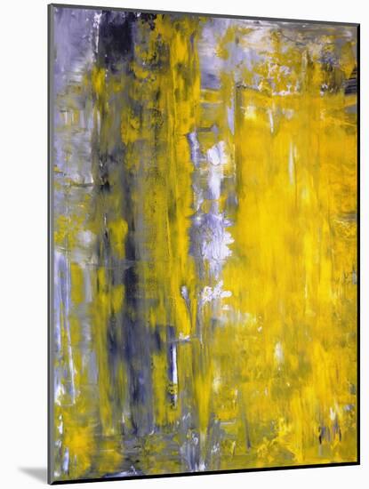 Grey And Yellow Abstract Art Painting-T30Gallery-Mounted Art Print