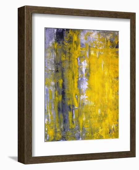 Grey And Yellow Abstract Art Painting-T30Gallery-Framed Art Print